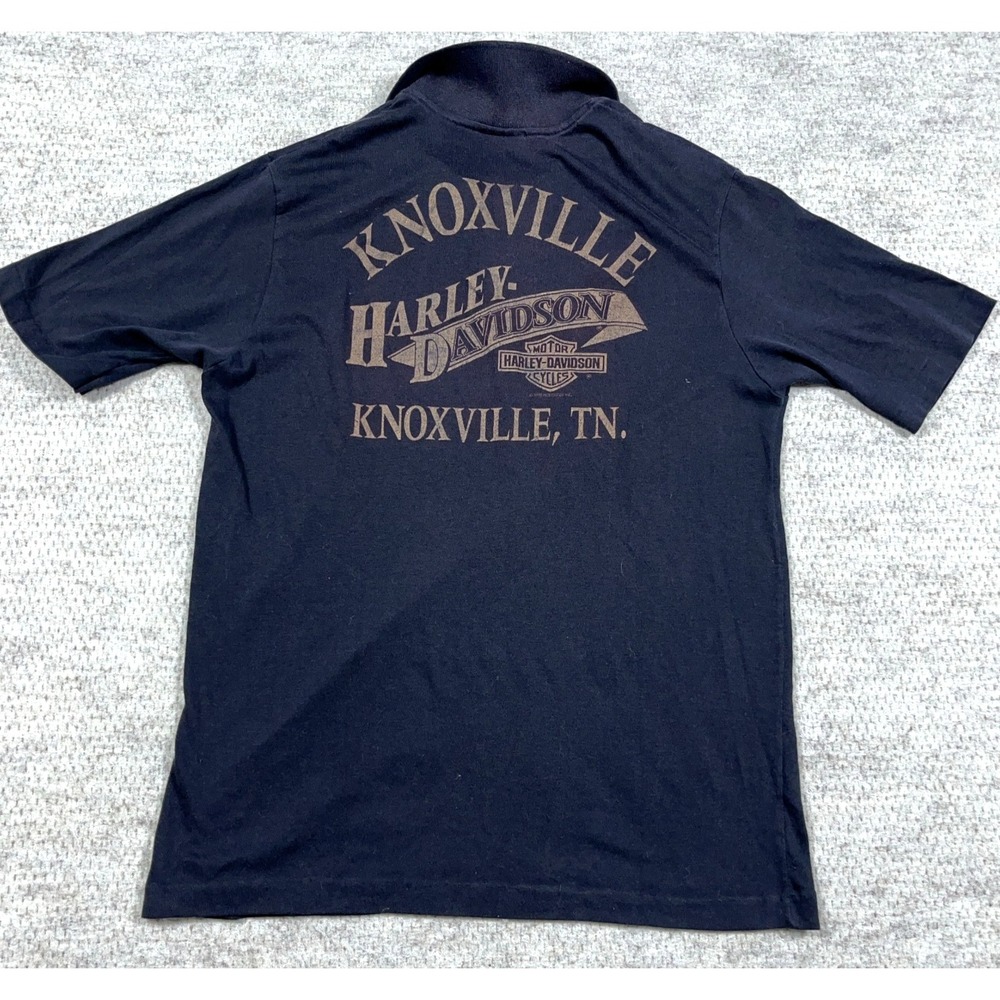 Vintage 90s Harley Davidson Shirt Men Large Black Knoxville Tn Collar Polo 1990s